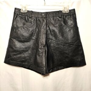 La Moda Womens Black Leather High Rise 4-pocket Shorts Size Juniors XL